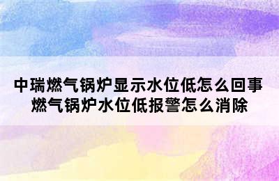 中瑞燃气锅炉显示水位低怎么回事 燃气锅炉水位低报警怎么消除